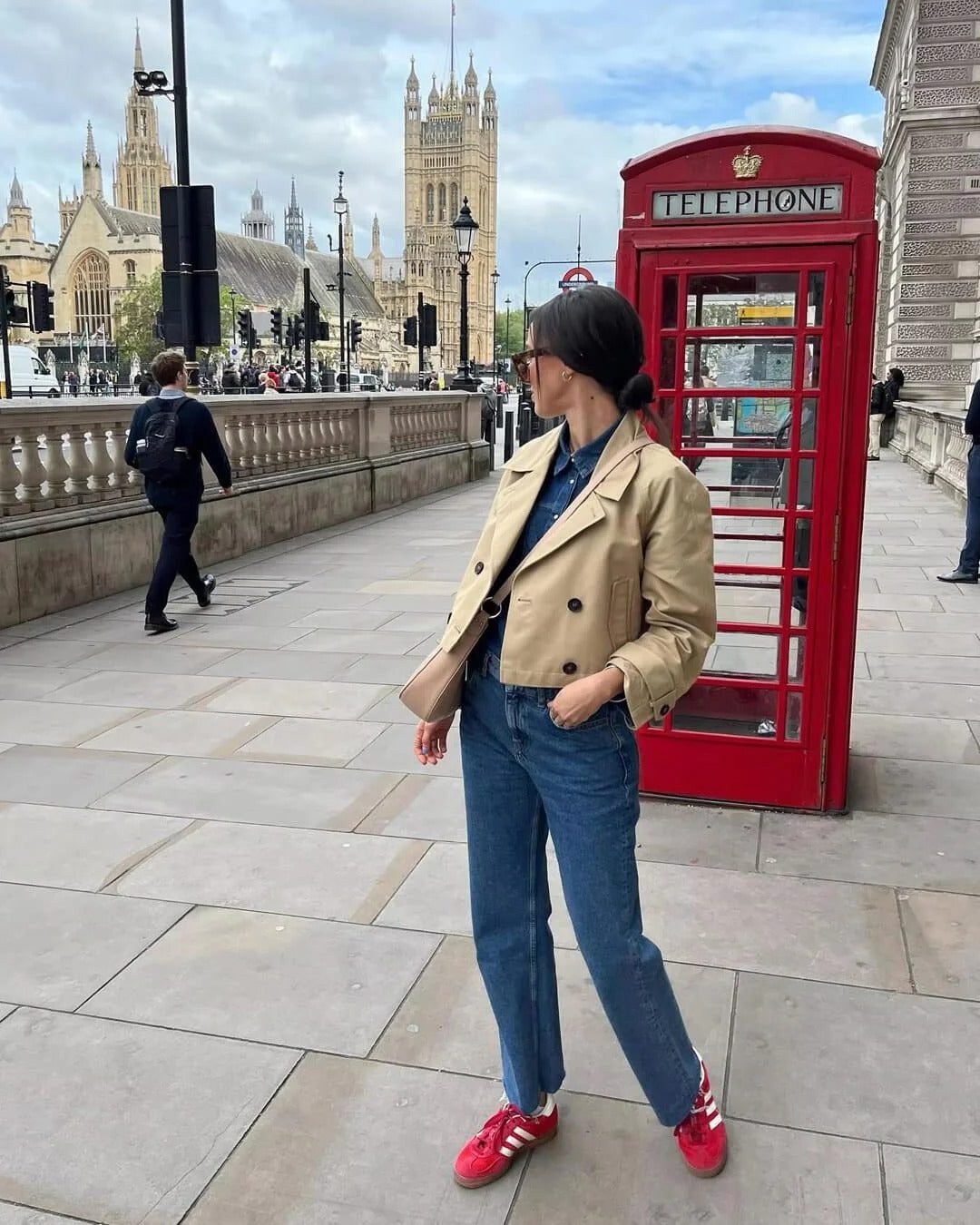 Cropped Double-Breasted Trench Coat for Women - View 4