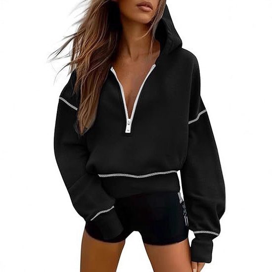 Cropped Half-Zip Sweatshirt for Women