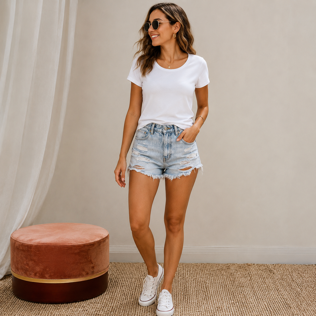 Distressed Denim Shorts for Women