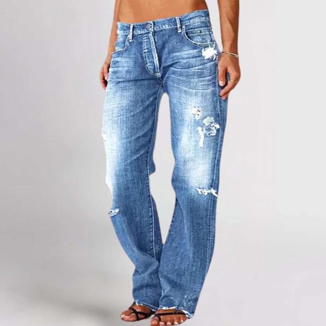 Distressed Straight Leg Jeans for Women