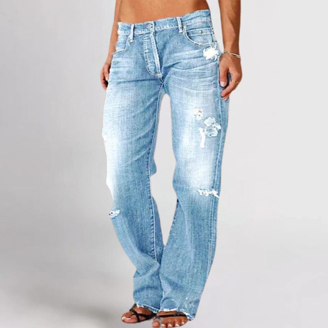 Distressed Straight Leg Jeans for Women