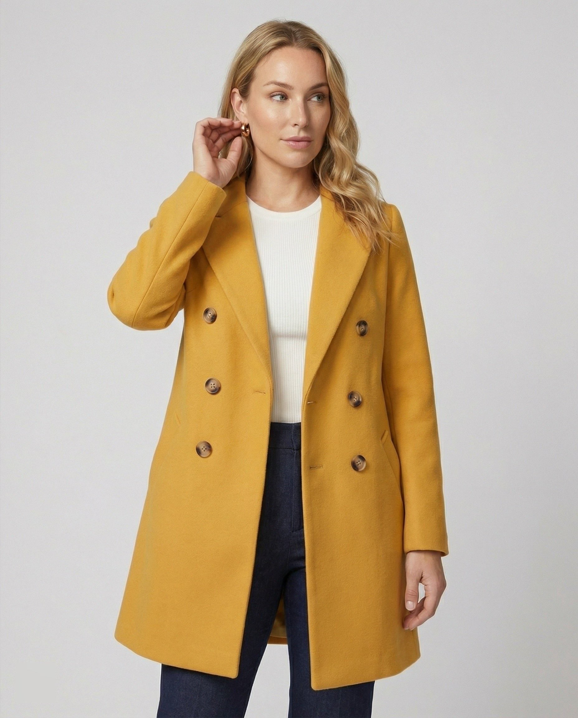 Double-Breasted Wool Coat for Women