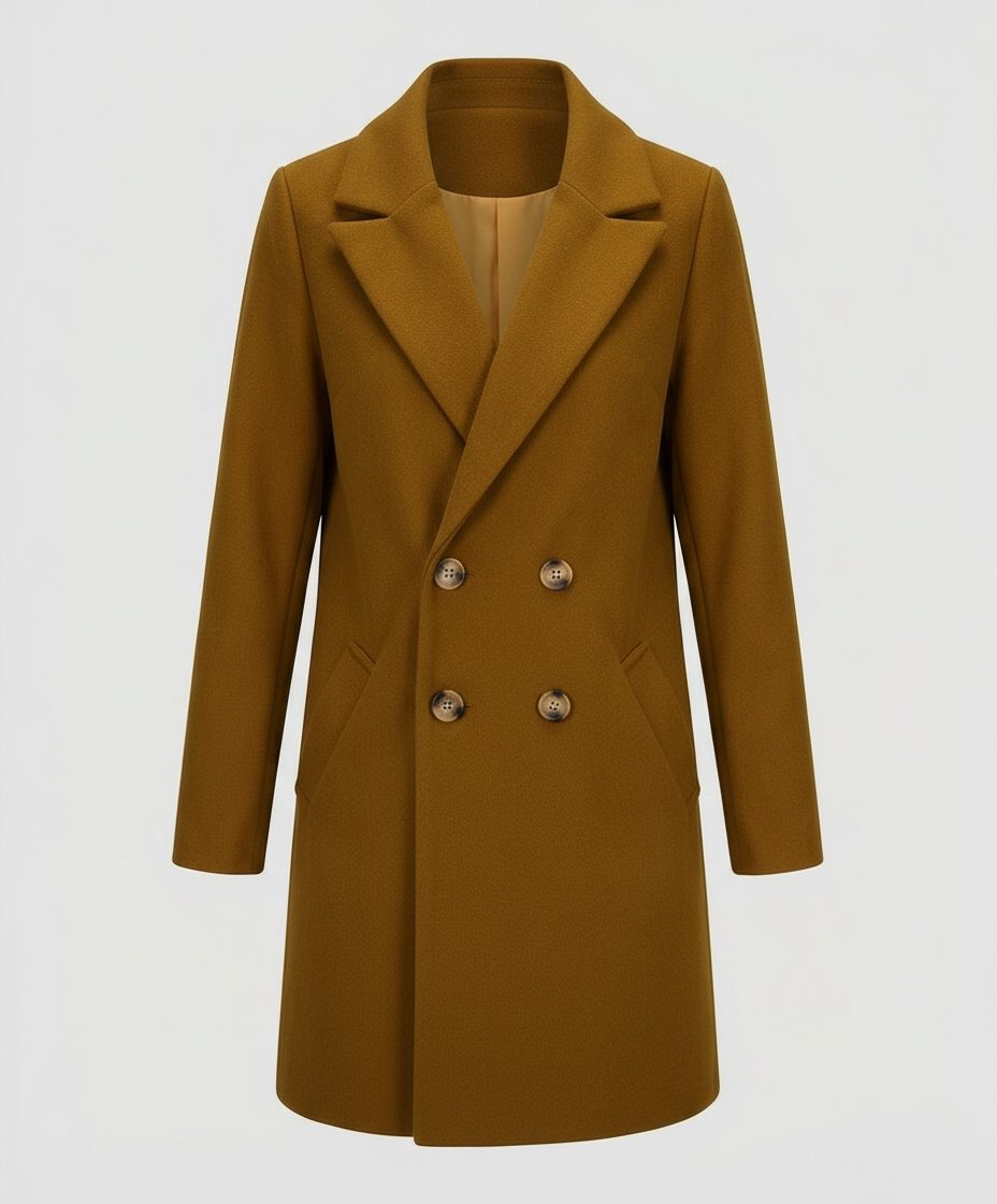 Double-Breasted Wool Coat for Women - Brown