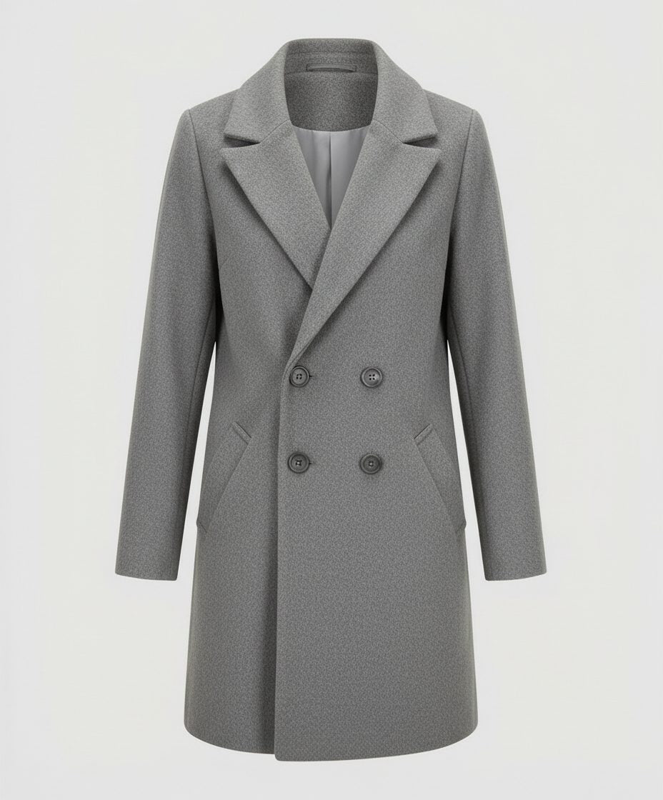 Double-Breasted Wool Coat for Women - Gray