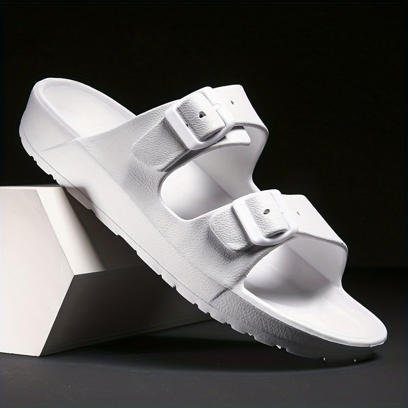 Double Buckle Slide Sandals for Women