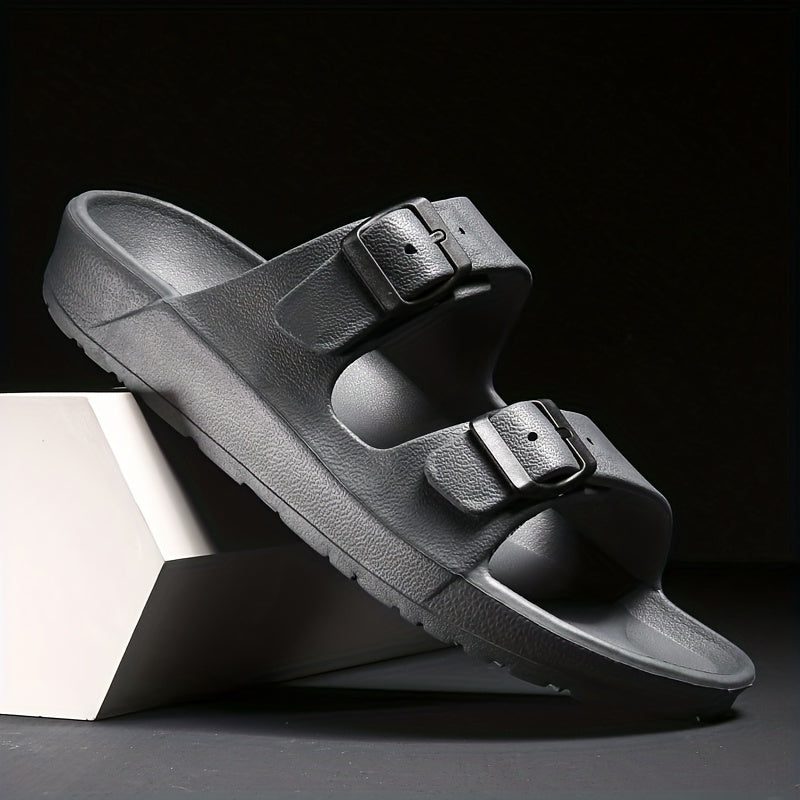 Double Buckle Slide Sandals for Women