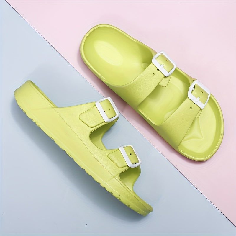 Double Buckle Slide Sandals for Women