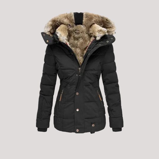 Faux Fur-Lined Hooded Puffer Jacket for Women