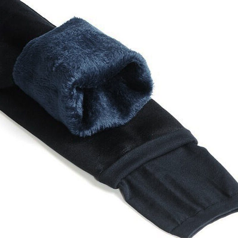 Fleece-Lined High Waist Leggings for Women - Navy