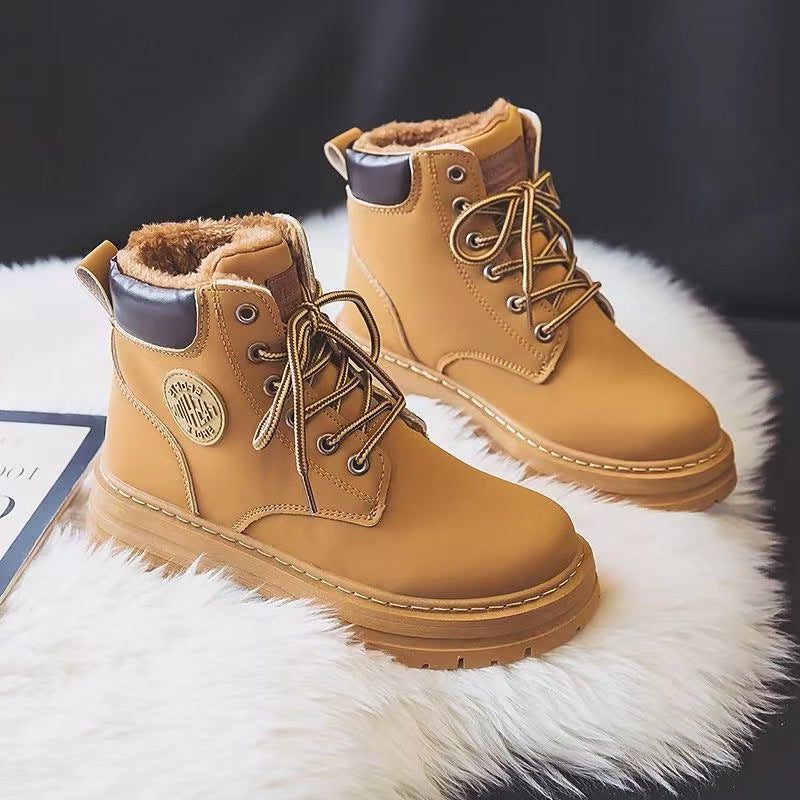 Fleece-Lined Lace-Up Ankle Boots for Women