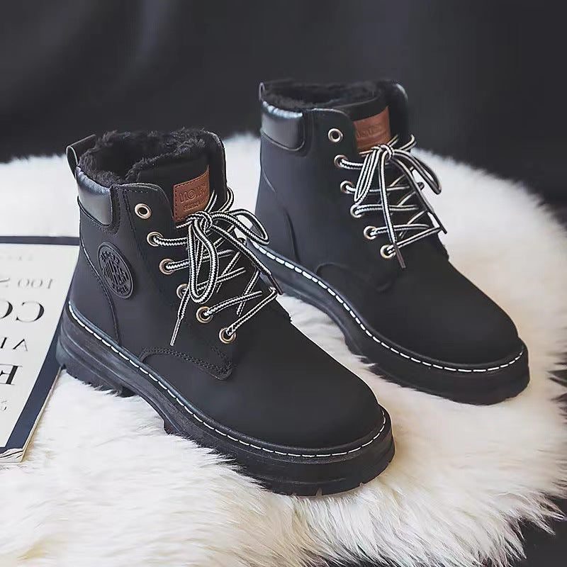 Fleece-Lined Lace-Up Ankle Boots for Women