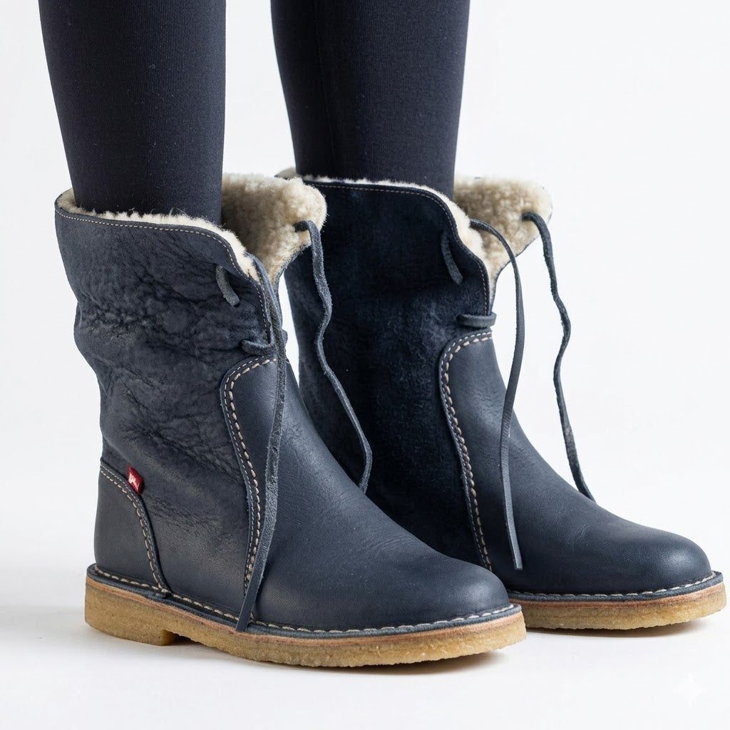 Fleece-Lined Lace-Up Winter Boots for Women