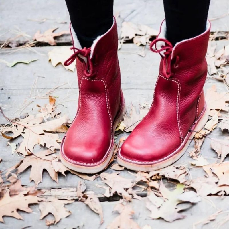 Fleece-Lined Lace-Up Winter Boots for Women - View 6