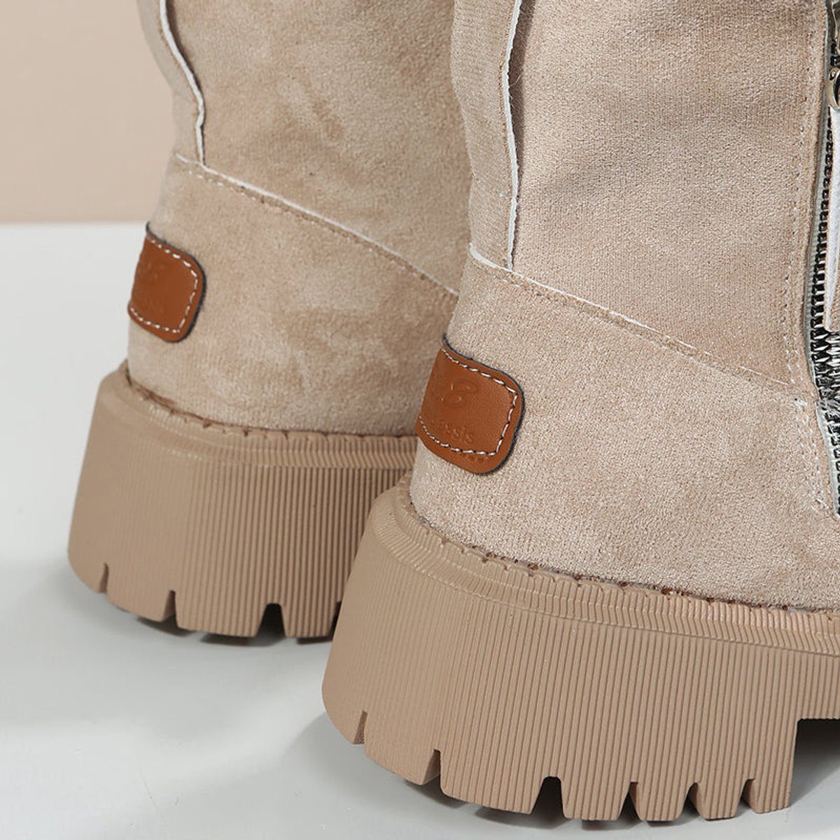 Fleece-Lined Suede Winter Ankle Boots with Chunky Platform for Women - View 6