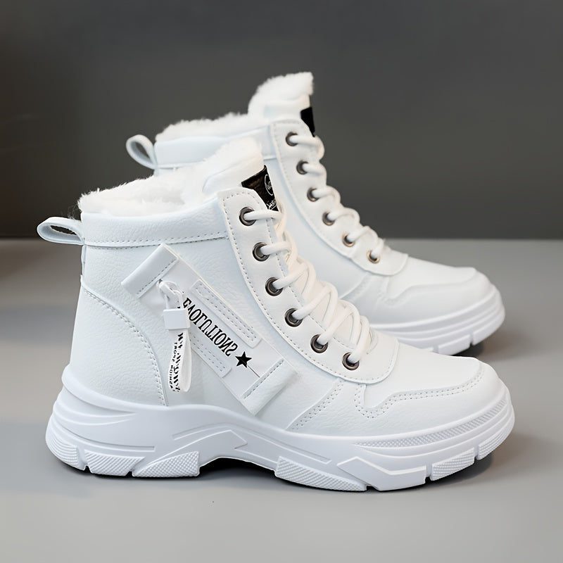Fleece-Lined Winter Boots with Chunky Sole for Women