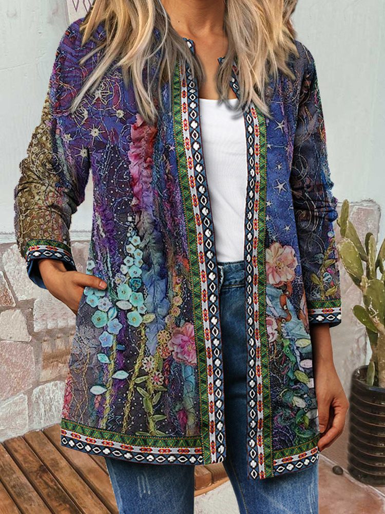 Floral Open Front Cardigan Jacket for Women