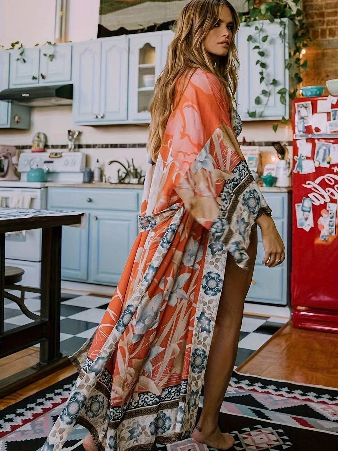 Floral Print Kimono Robe for Women