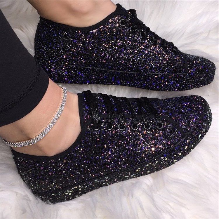Glitter Lace-Up Sneakers for Women - View 2