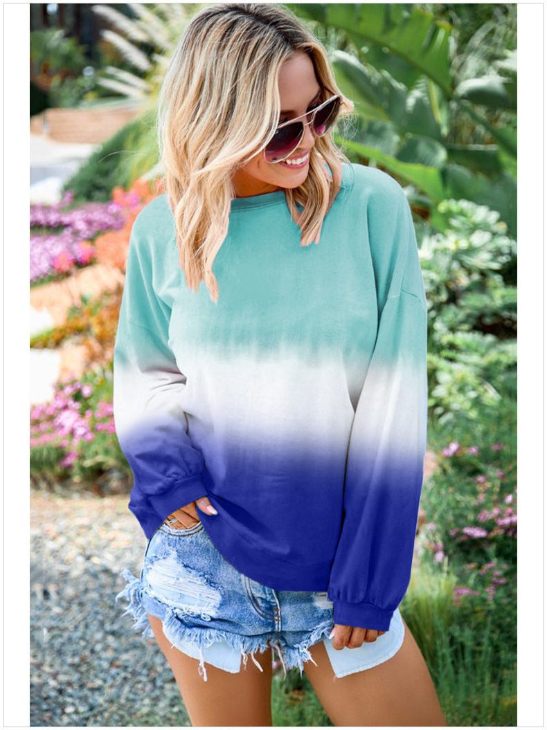 Gradient Sweatshirt with Crew Neck for Women