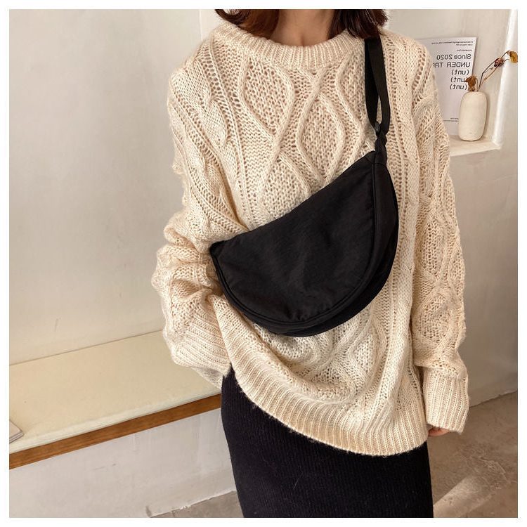 Half-Moon Shoulder Bag for Women - Black