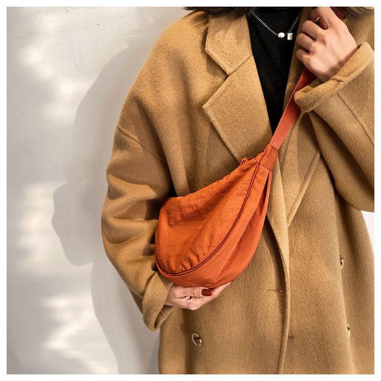 Half-Moon Shoulder Bag for Women - Orange
