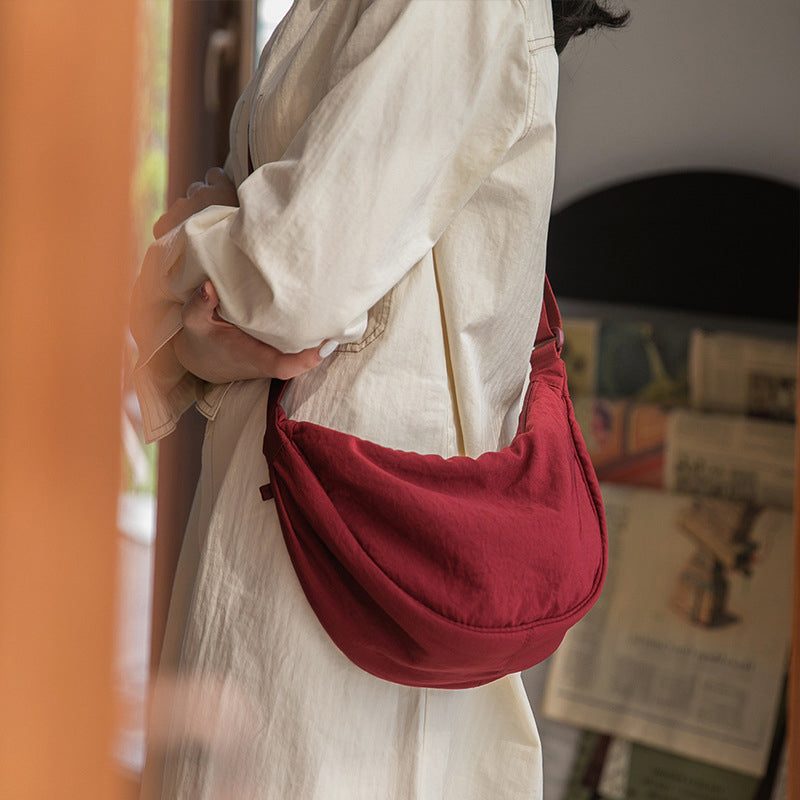 Half-Moon Shoulder Bag for Women - Red