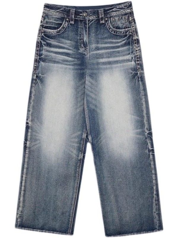High Waist Baggy Distressed Jeans for Women