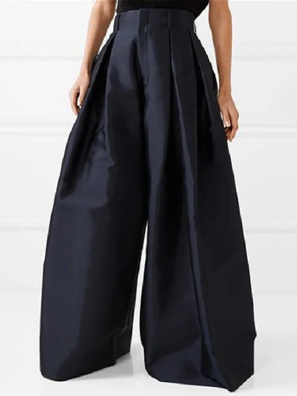 High Waist Pleated Wide Leg Trousers for Women