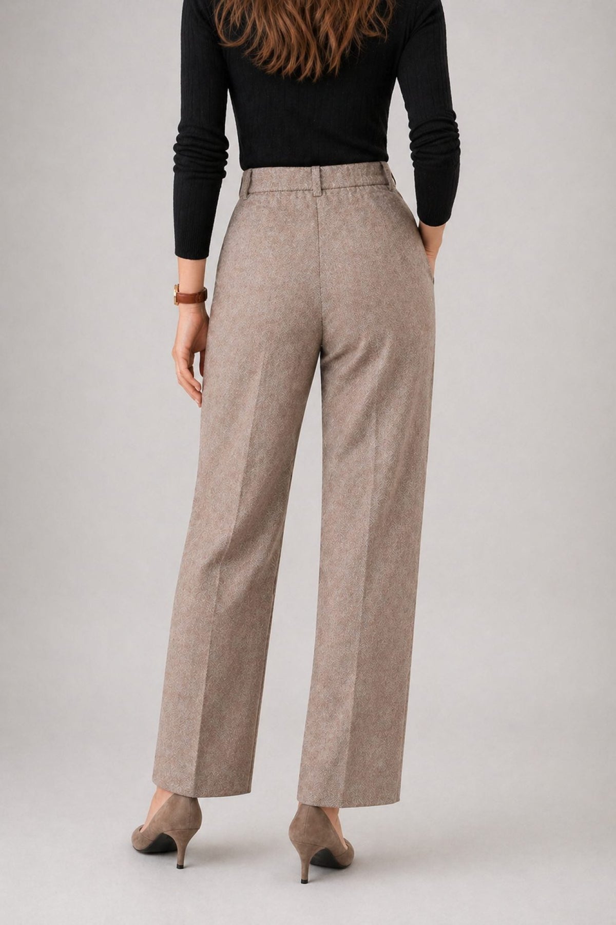 High Waist Straight Leg Wool Trousers for Women - View 2
