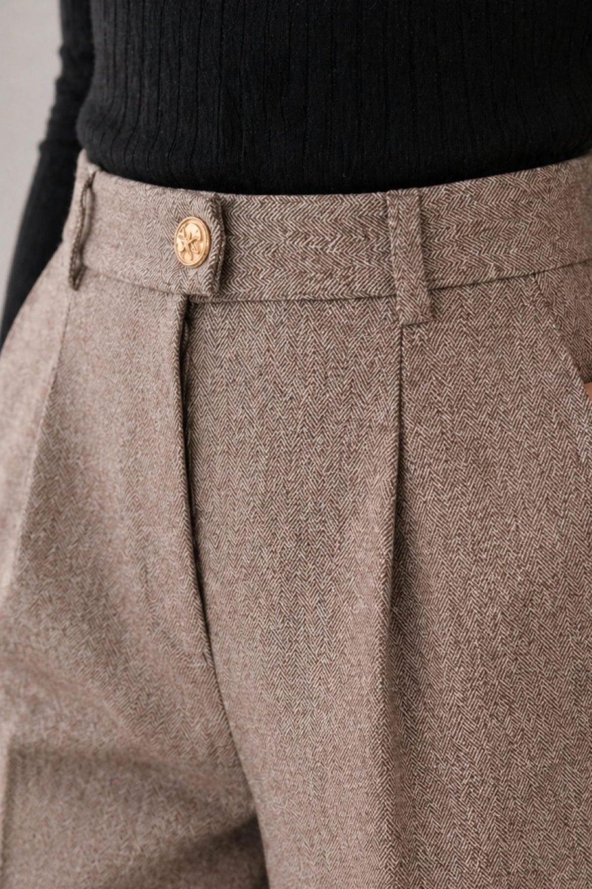 High Waist Straight Leg Wool Trousers for Women - View 4