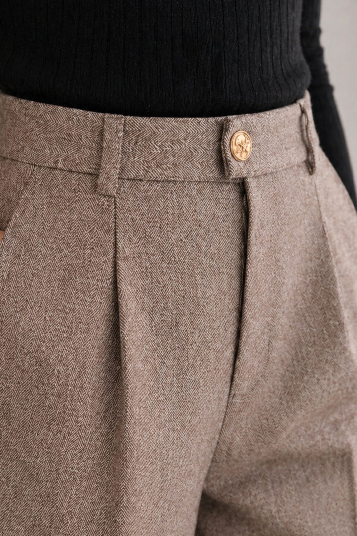 High Waist Tailored Wool Trousers for Women - View 4