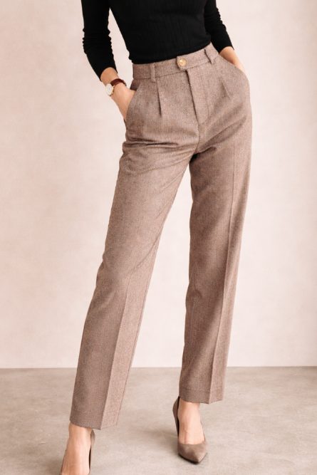 High Waist Tailored Wool Trousers for Women - View 5