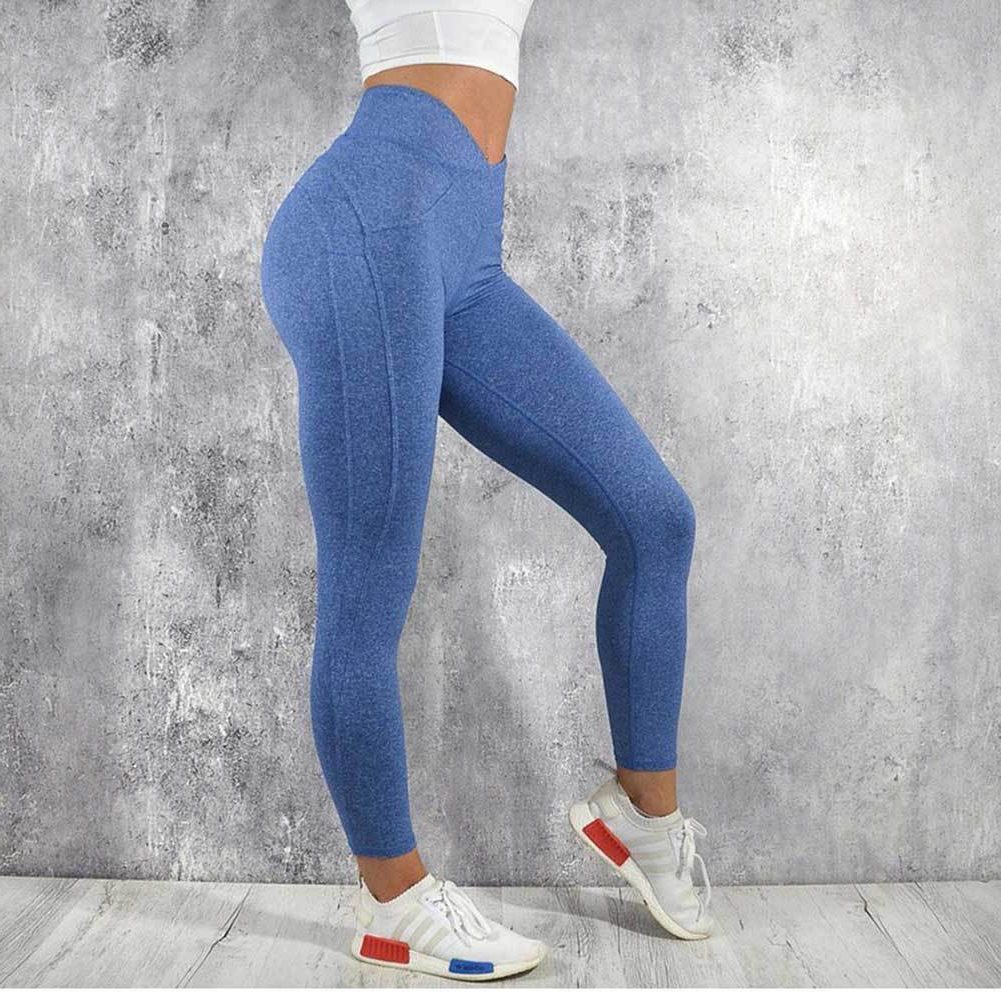 High Waist Yoga Leggings for Women - Blue (2)