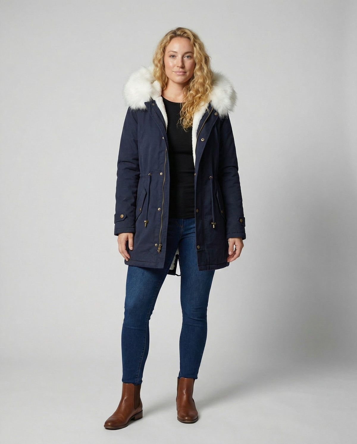 Hooded Faux Fur Winter Puffer Jacket for Women - View 2