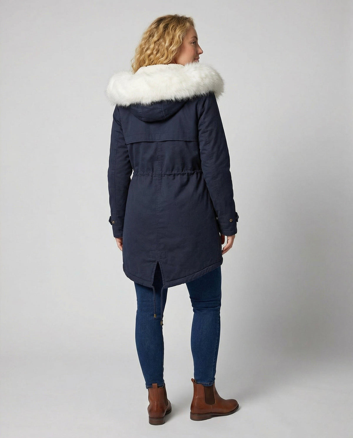 Hooded Faux Fur Winter Puffer Jacket for Women - View 3