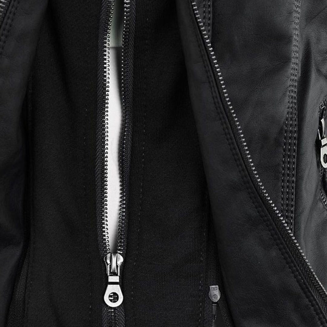 Hooded Faux Leather Jacket with Zip for Women - View 5