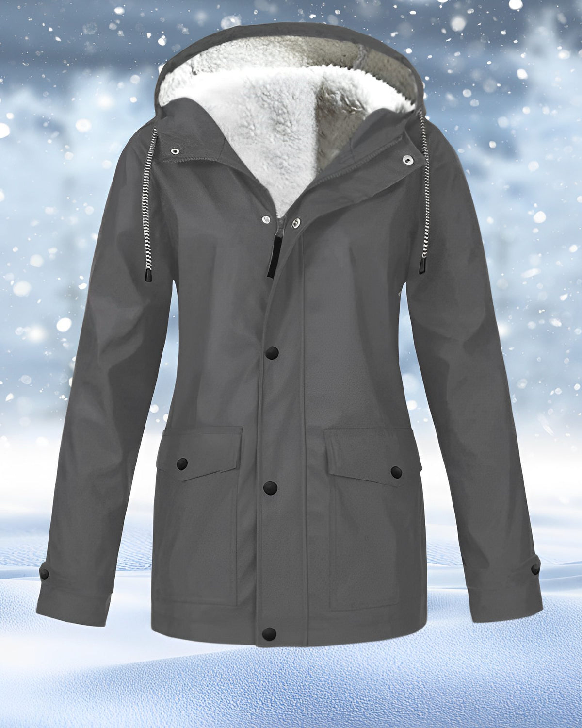 Hooded Fleece-Lined Waterproof Winter Coat for Women