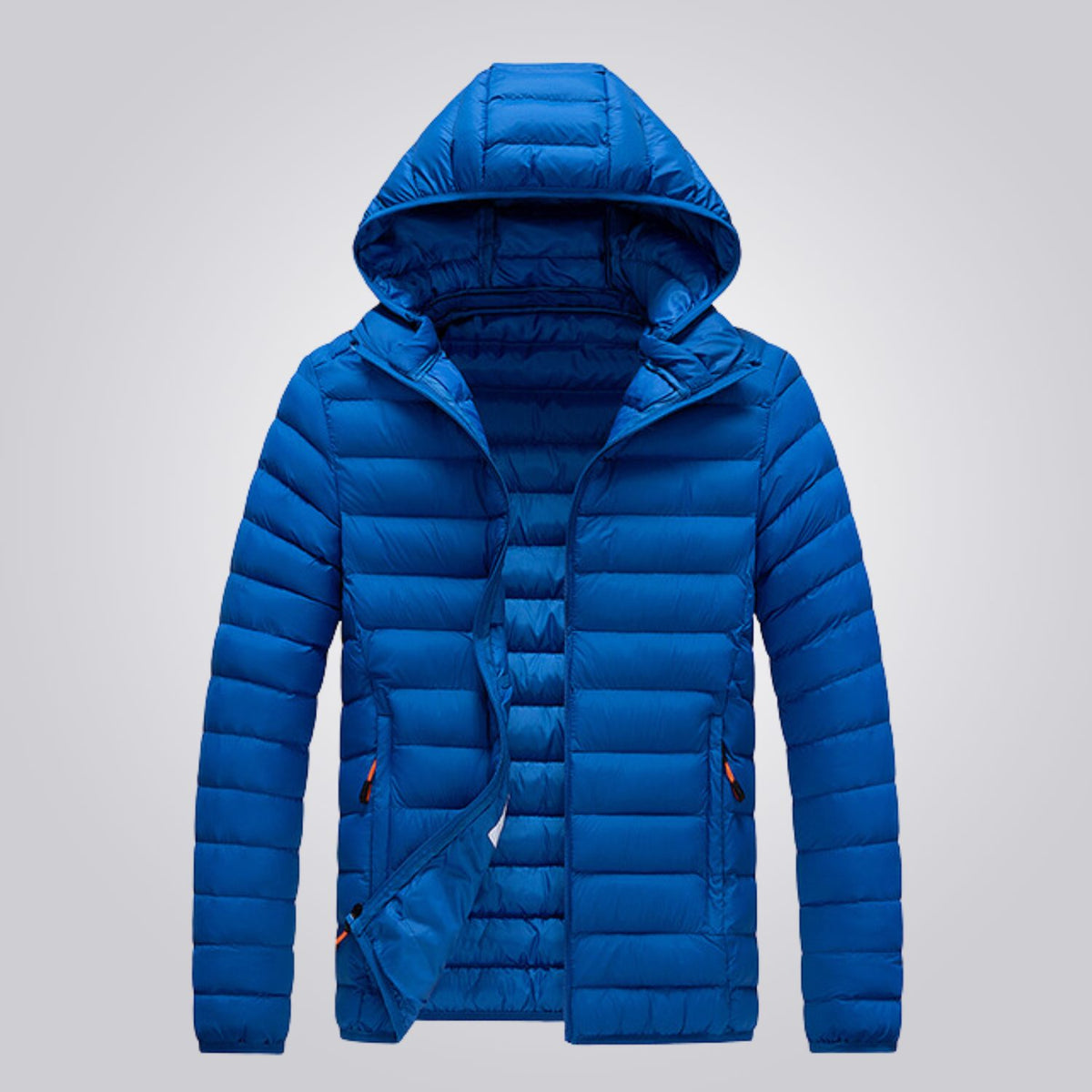 Hooded Longline Puffer Jacket for Women - Blue