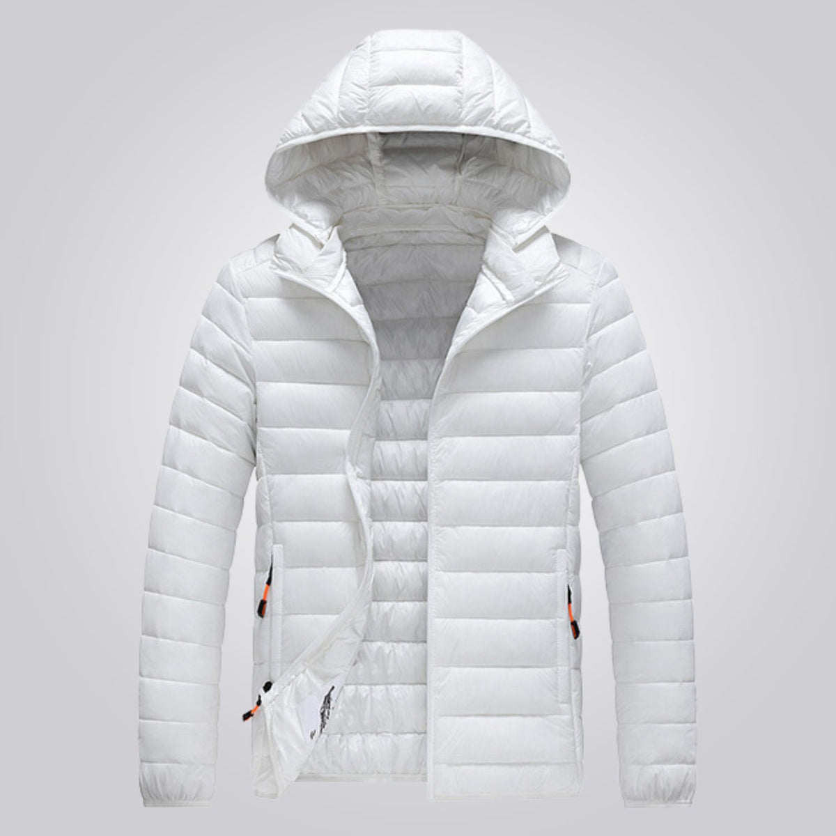 Hooded Longline Puffer Jacket for Women - White