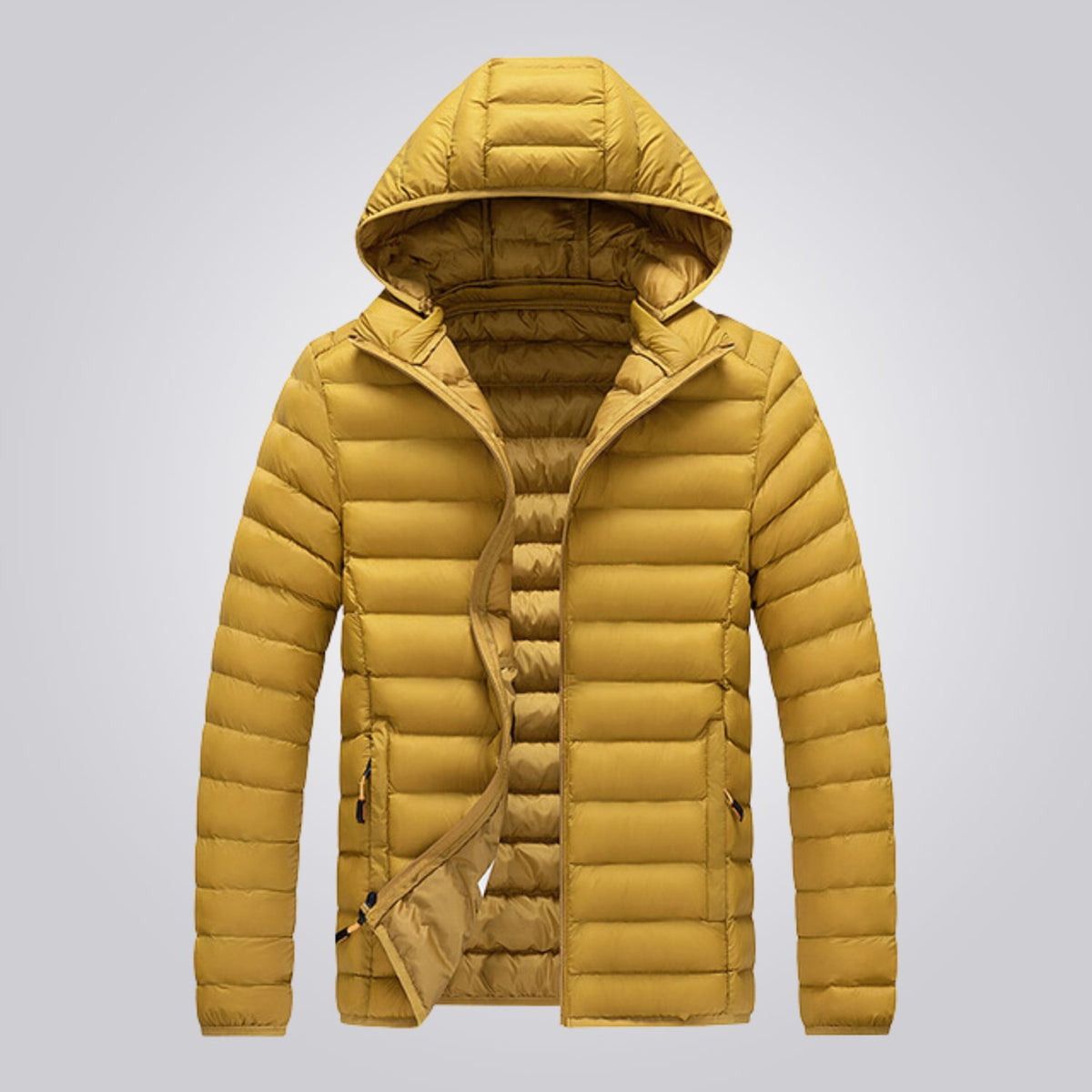 Hooded Longline Puffer Jacket for Women - Yellow