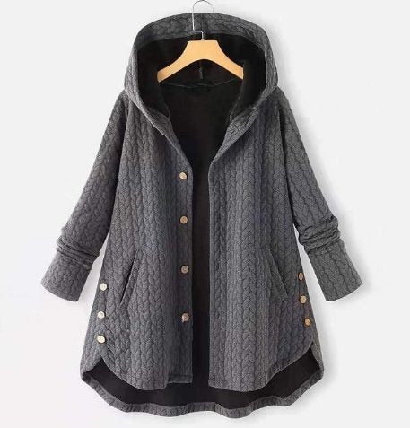 Hooded Quilted Mid-Length Jacket for Women