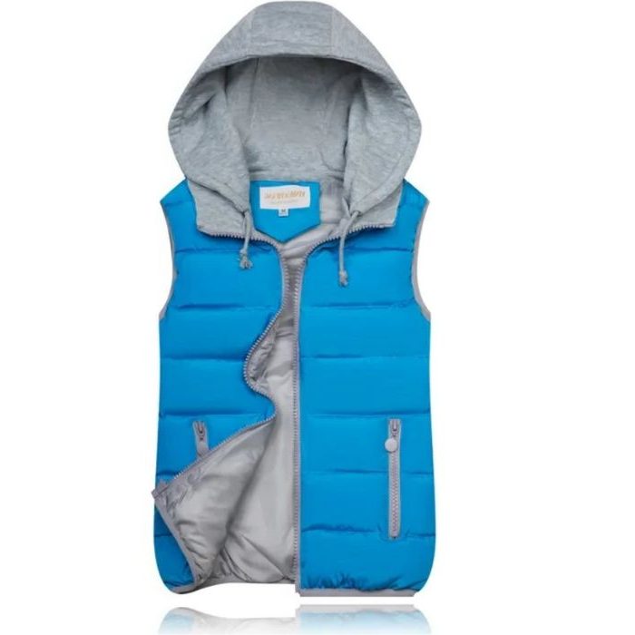 Hooded Quilted Vest for Women - Light Blue
