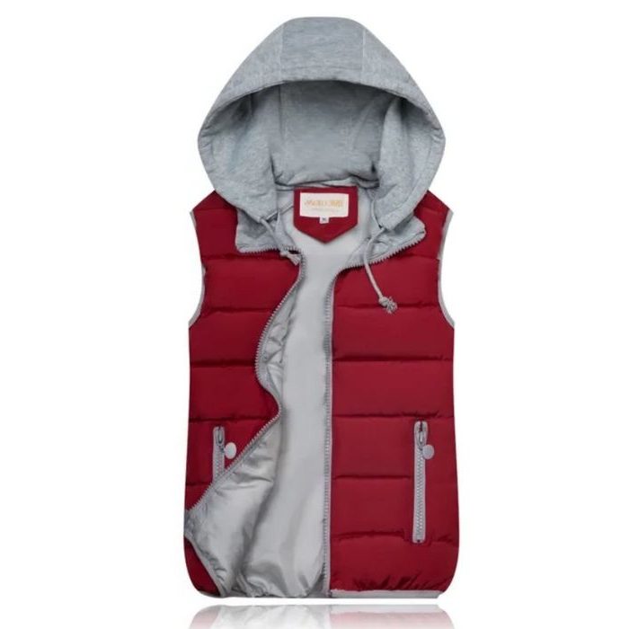 Hooded Quilted Vest for Women - Vienna Red