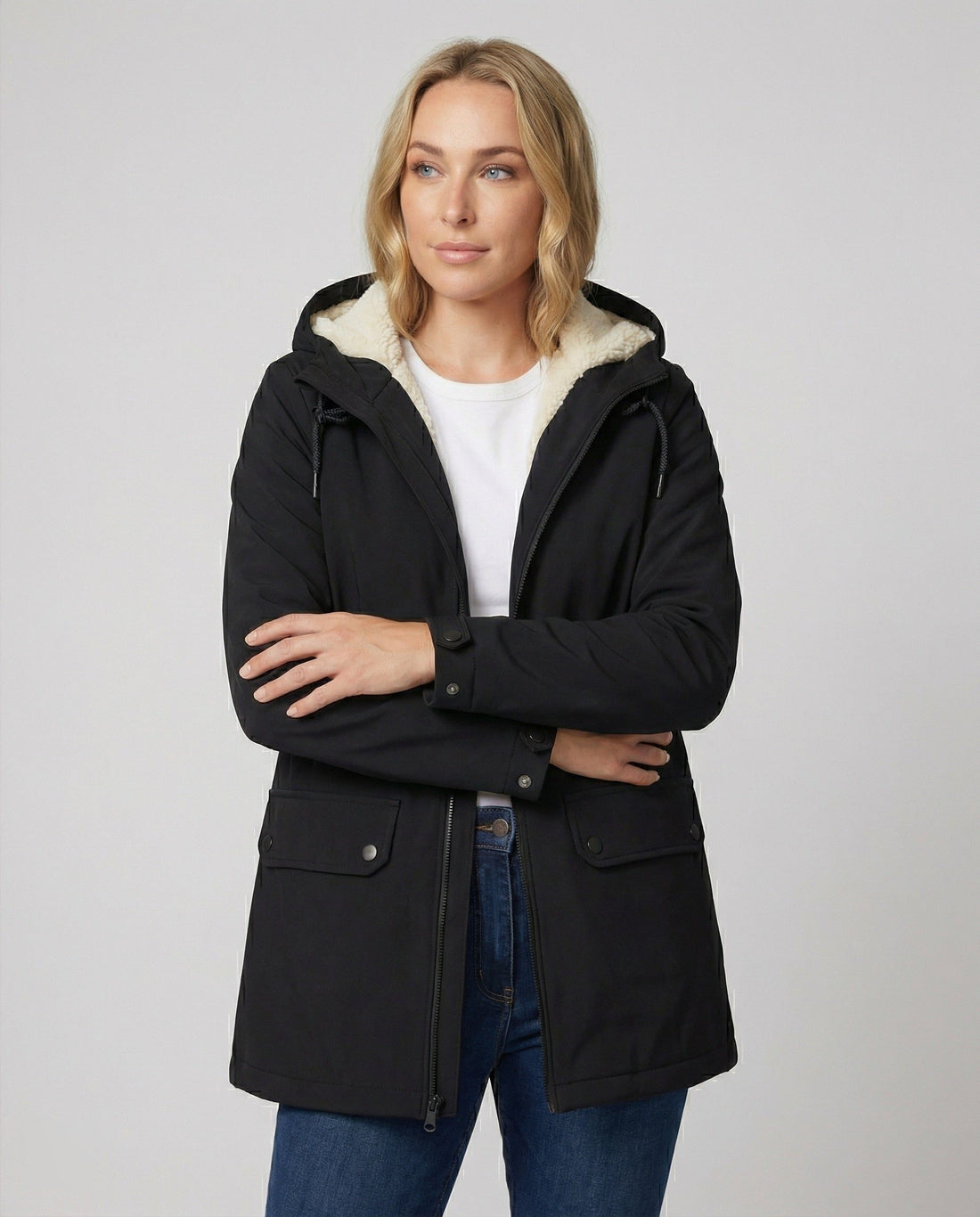 Hooded Sherpa-Lined Parka Jacket for Women