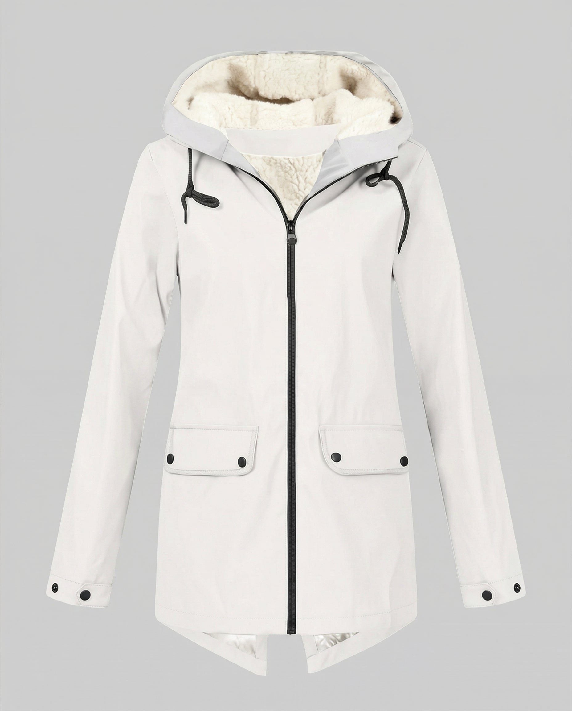 Hooded Sherpa-Lined Parka Jacket for Women - White
