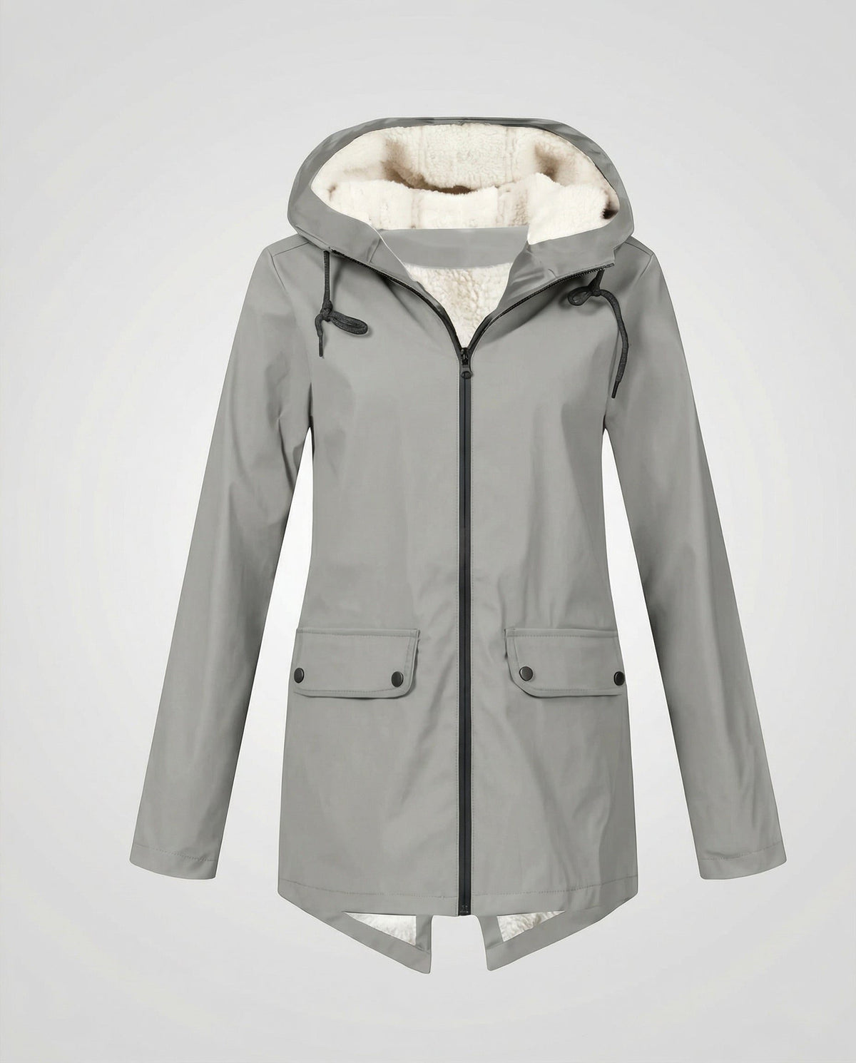 Hooded Sherpa-Lined Parka Jacket for Women - Gray