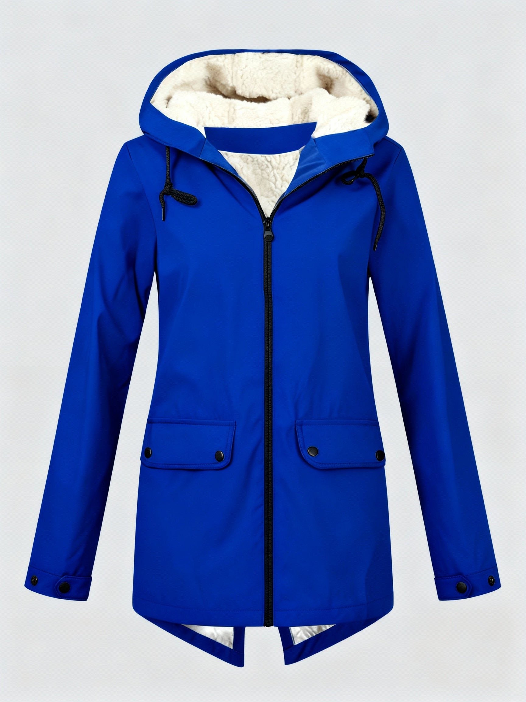 Hooded Sherpa-Lined Parka Jacket for Women - Blue