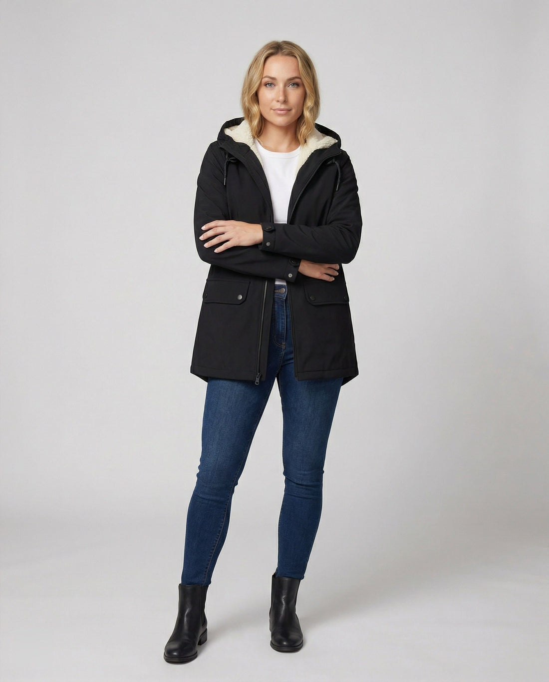 Hooded Sherpa-Lined Parka Jacket for Women