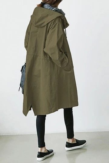 Hooded Trench Coat with Belt for Women