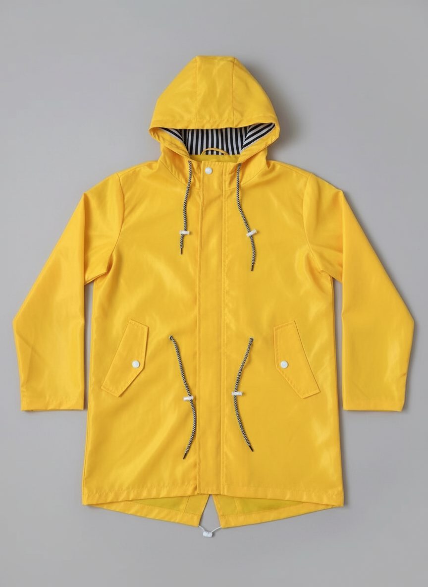 Hooded Waterproof Long Jacket with Drawstring Waist for Women - View 3